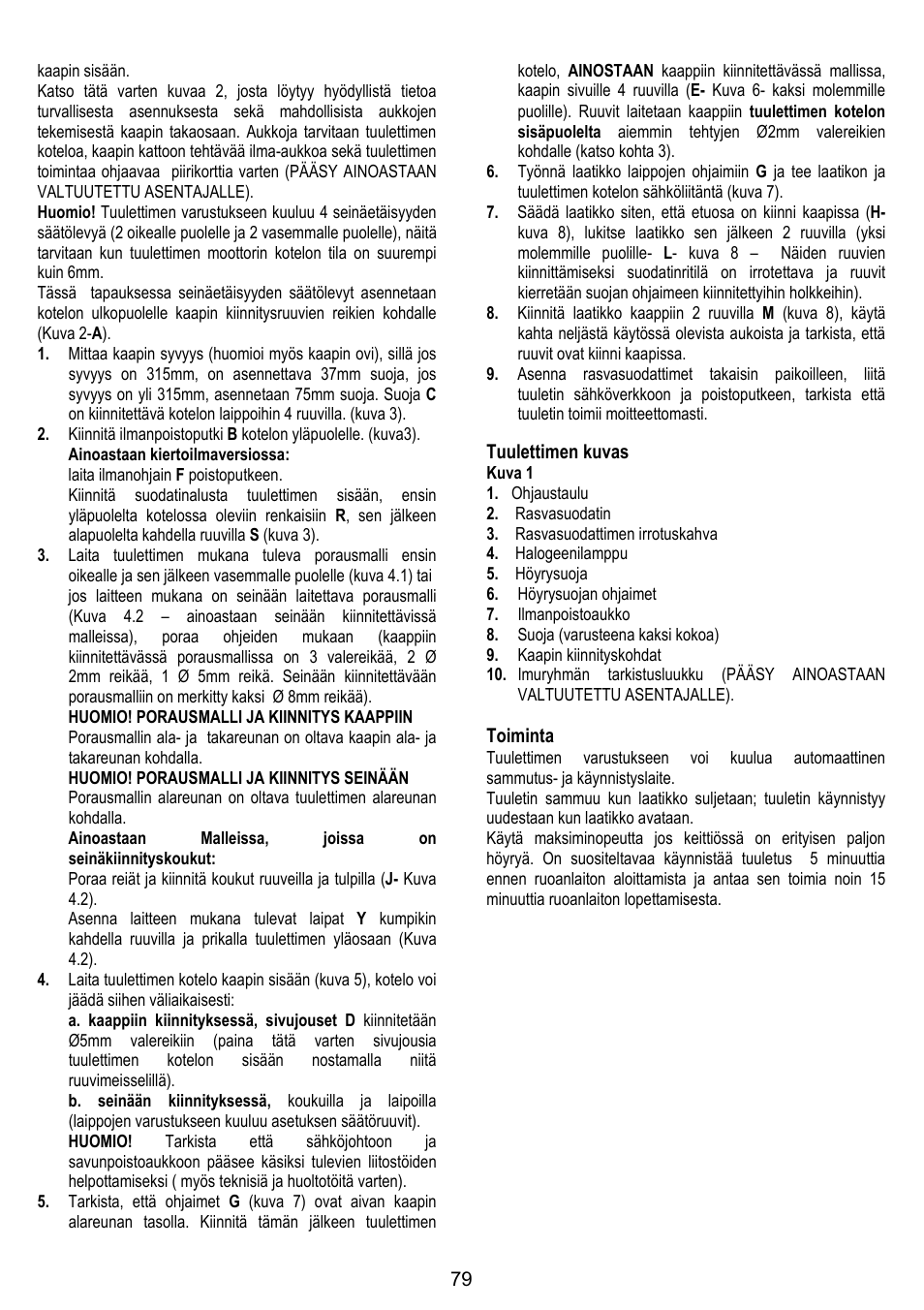 ELICA GLIDE User Manual | Page 79 / 96