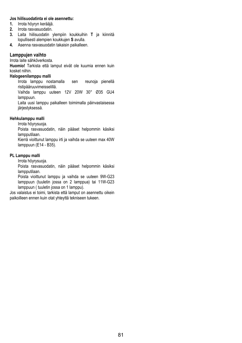 ELICA GLIDE User Manual | Page 81 / 96