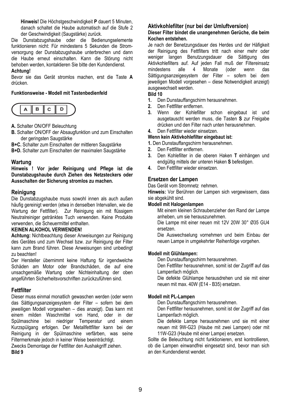 ELICA GLIDE User Manual | Page 9 / 96