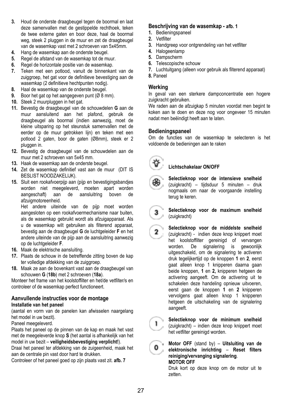 ELICA HORIZONTE User Manual | Page 27 / 68