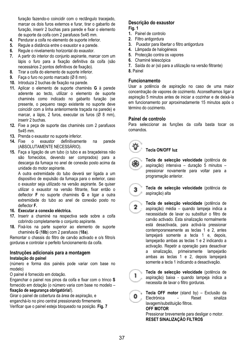 ELICA HORIZONTE User Manual | Page 37 / 68