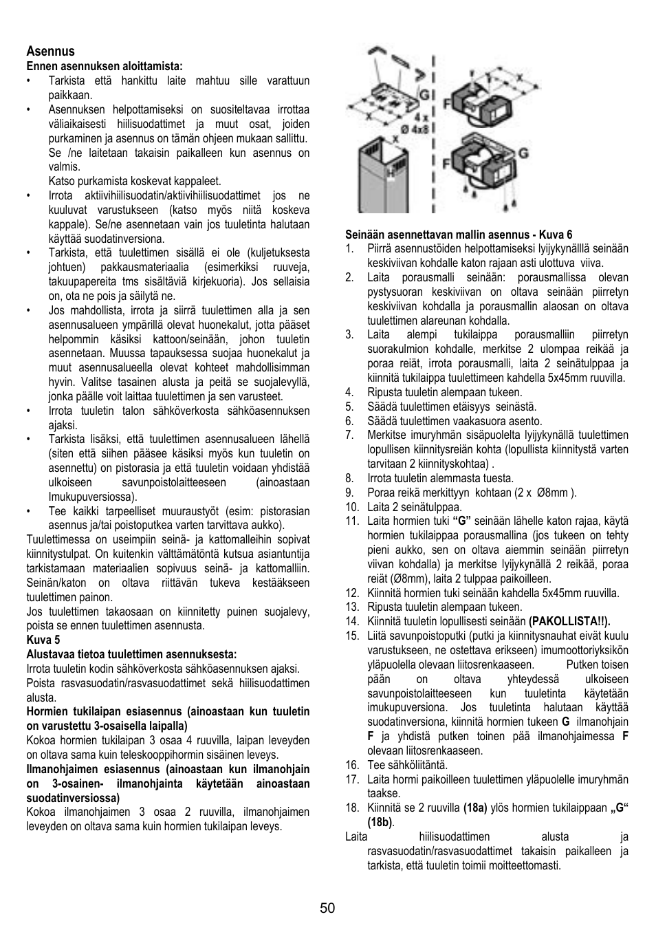 ELICA HORIZONTE User Manual | Page 50 / 68