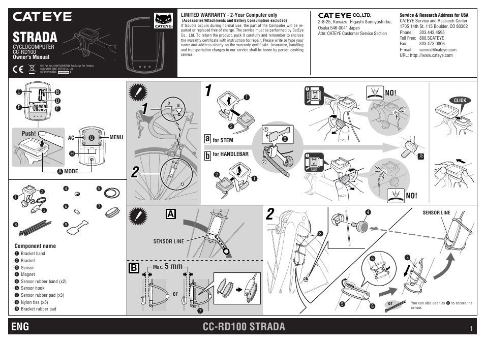 CatEye CC-RD100 User Manual | 3 pages