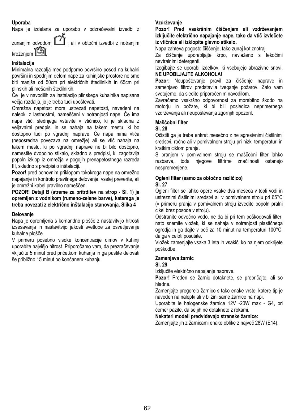 ELICA JUNO User Manual | Page 62 / 72