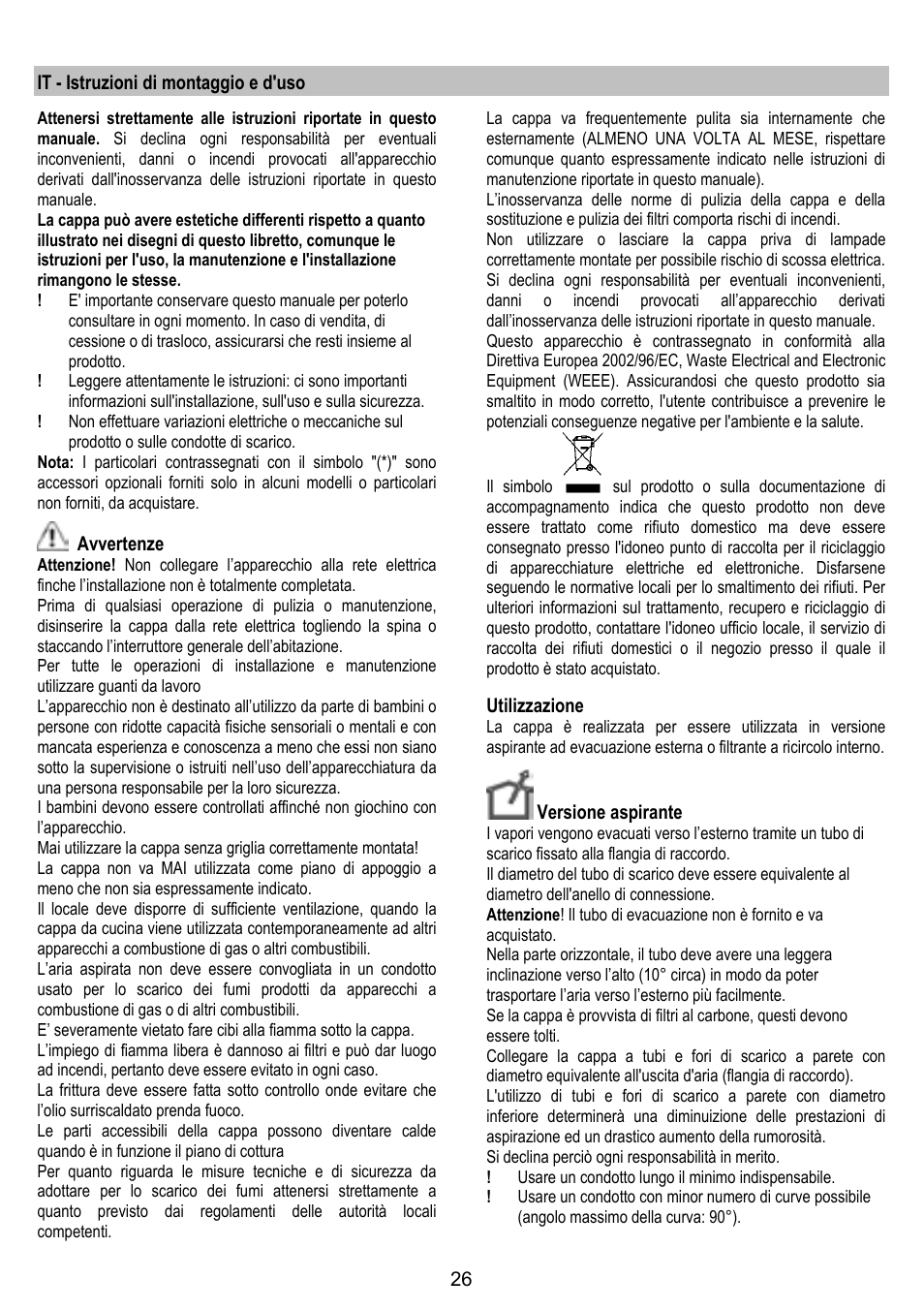 ELICA KUADRA User Manual | Page 26 / 96