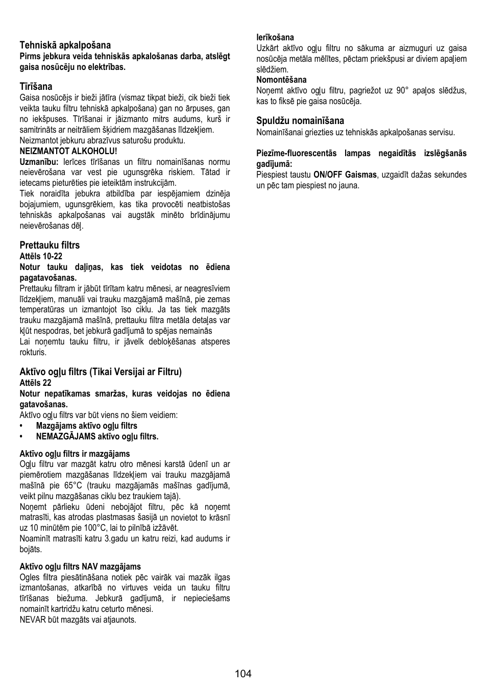 ELICA MOON User Manual | Page 104 / 128