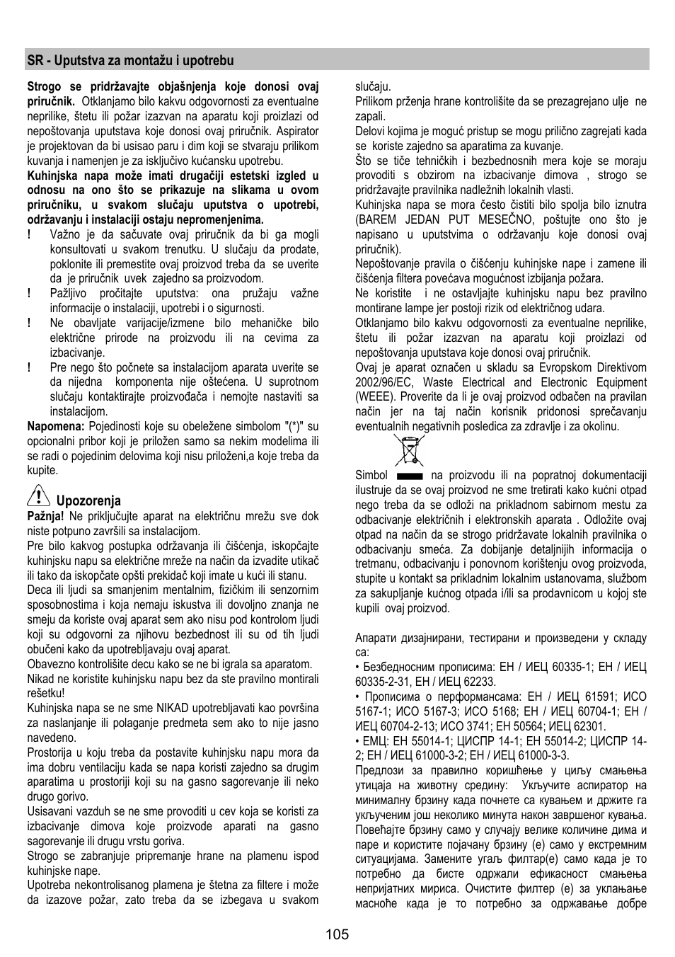 ELICA MOON User Manual | Page 105 / 128