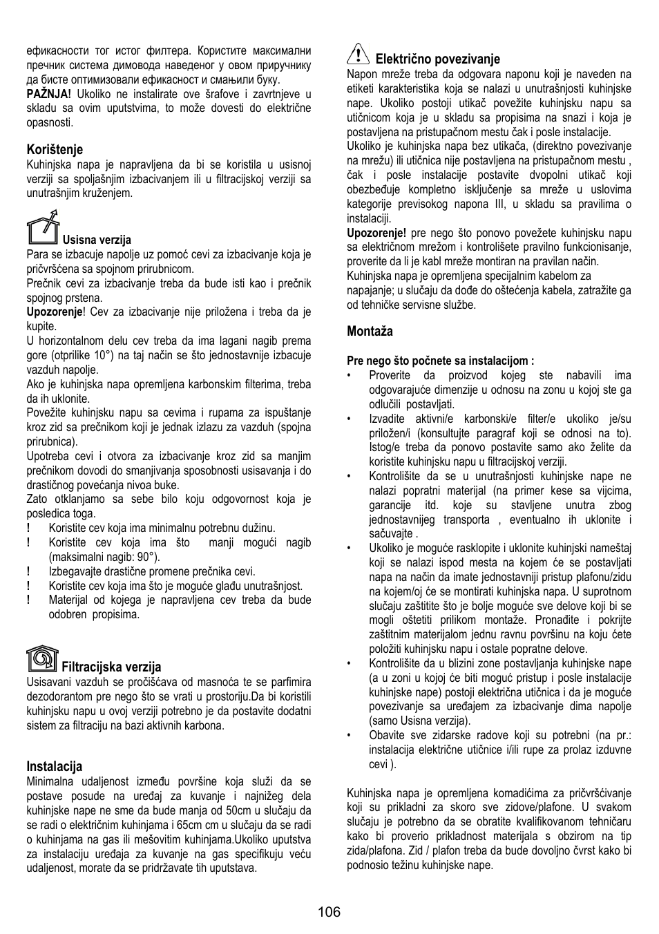 ELICA MOON User Manual | Page 106 / 128