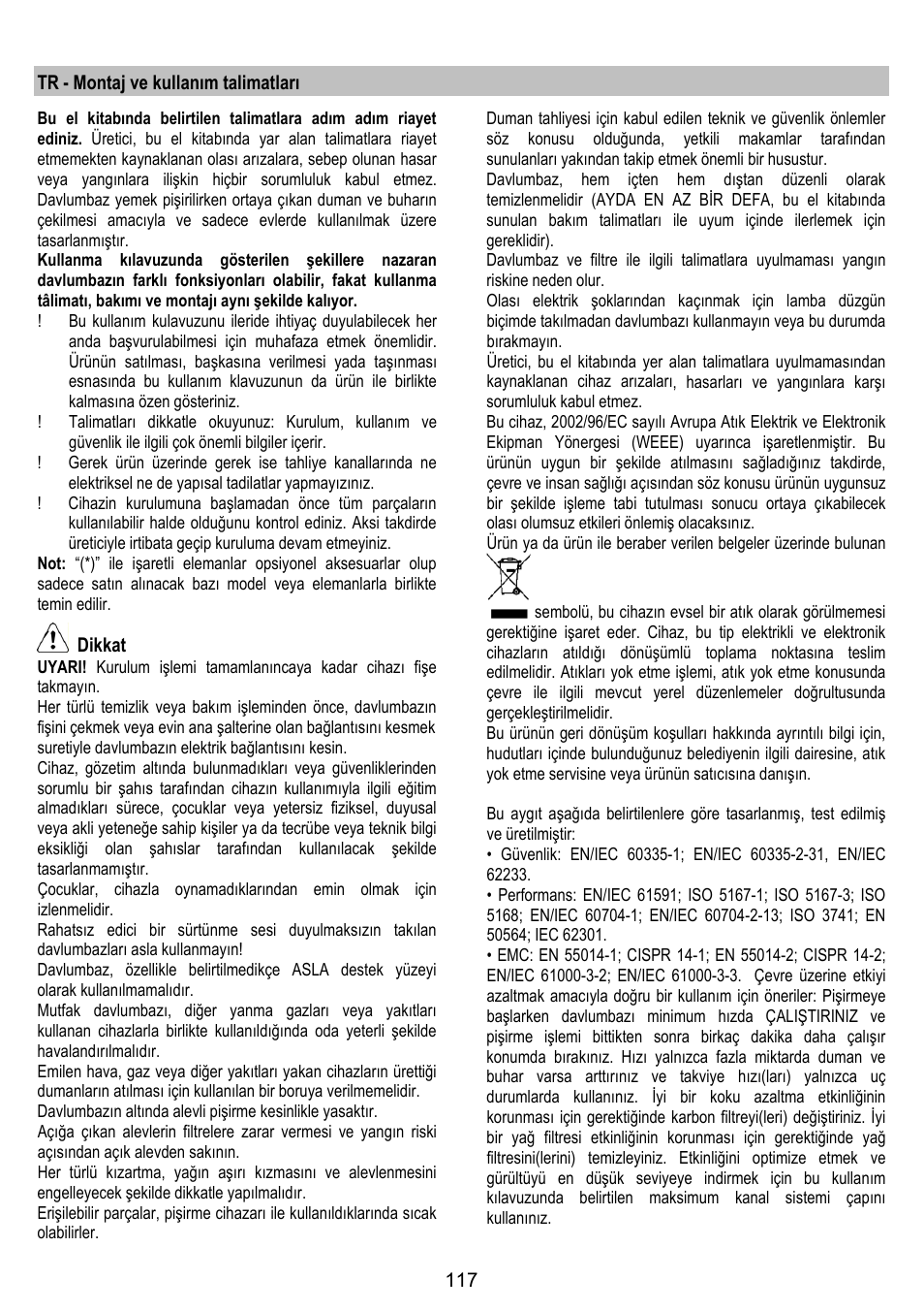 ELICA MOON User Manual | Page 117 / 128