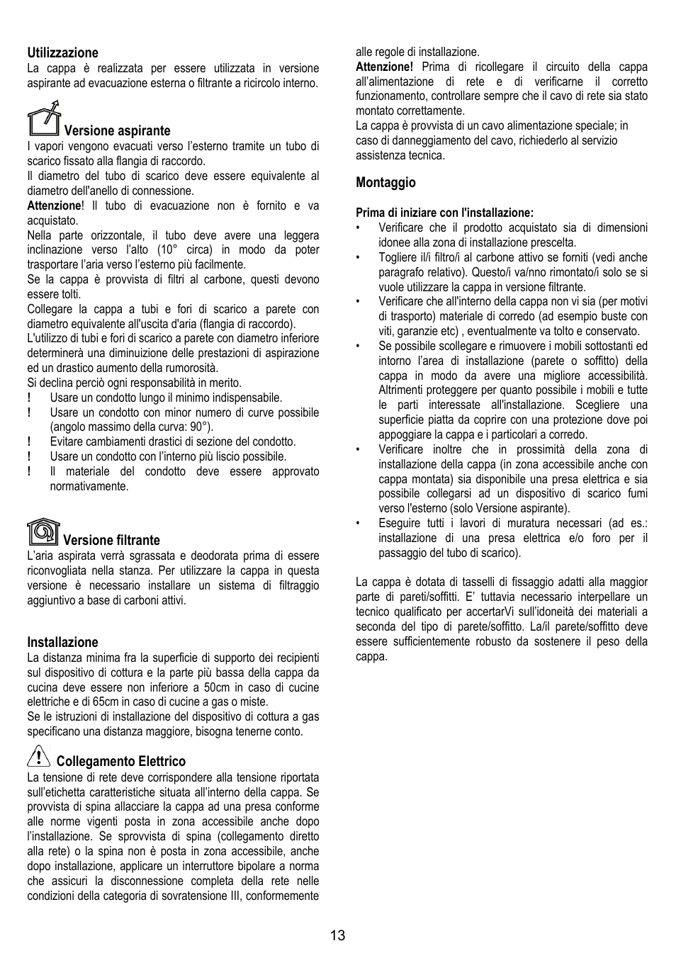 ELICA MOON User Manual | Page 13 / 128