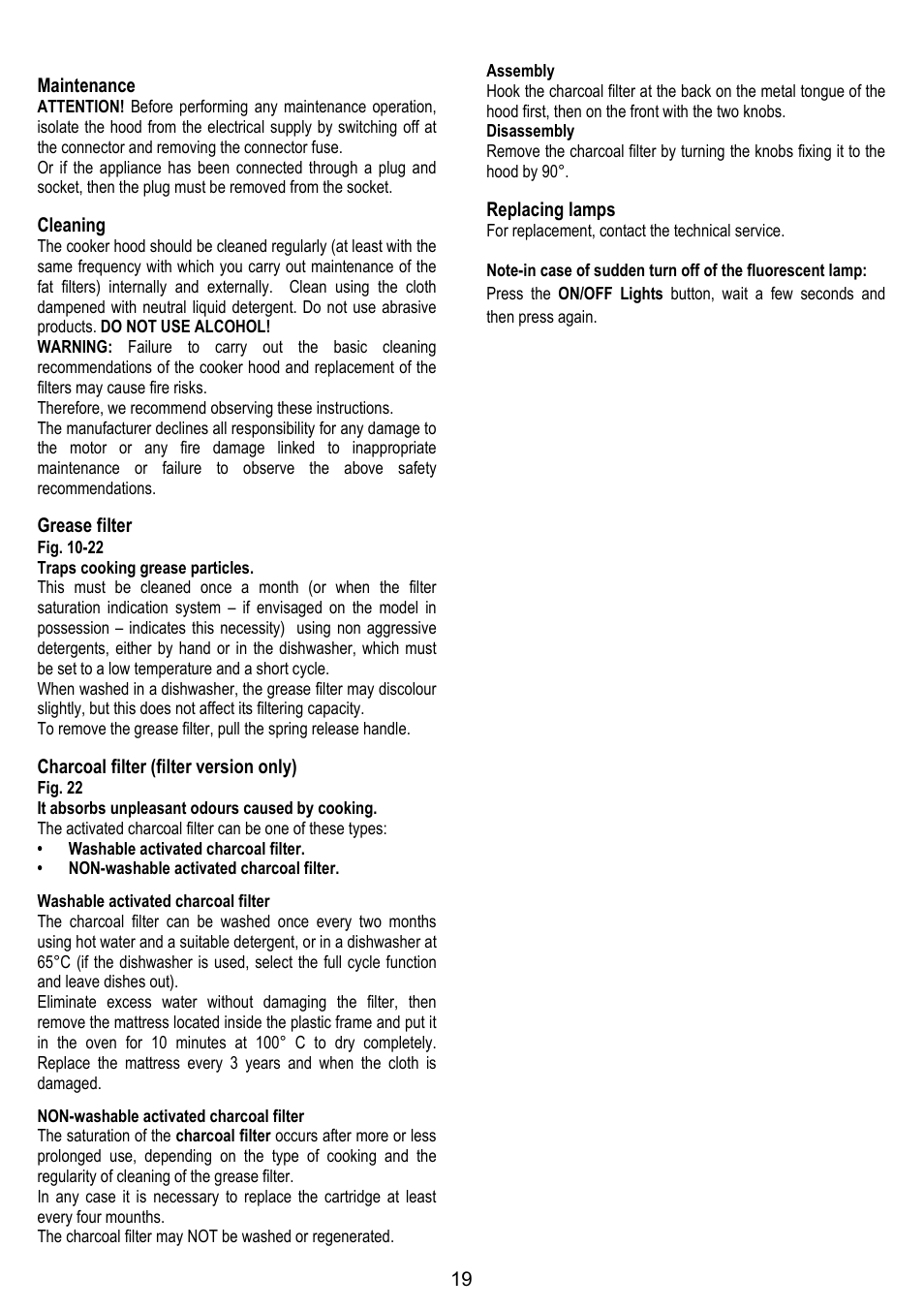 ELICA MOON User Manual | Page 19 / 128