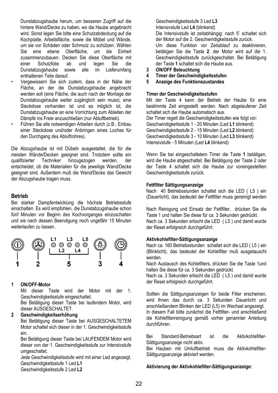 ELICA MOON User Manual | Page 22 / 128