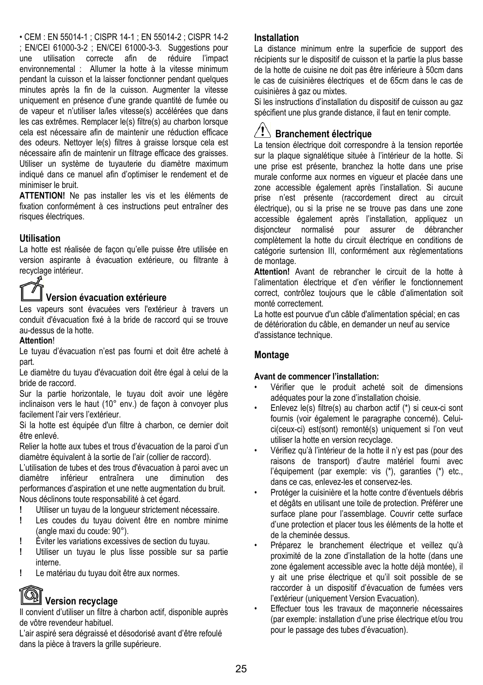 ELICA MOON User Manual | Page 25 / 128