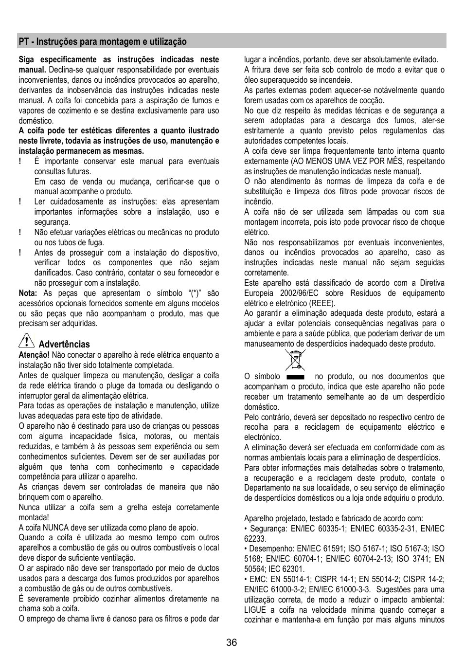 ELICA MOON User Manual | Page 36 / 128