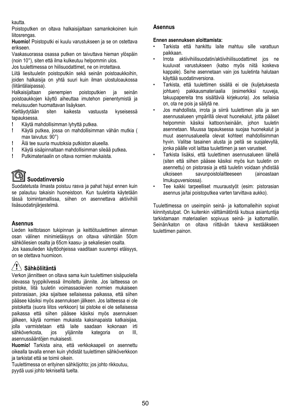 ELICA MOON User Manual | Page 50 / 128