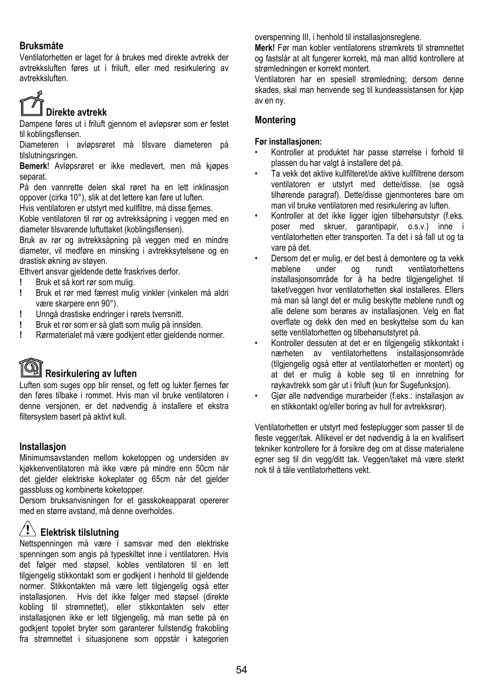 ELICA MOON User Manual | Page 54 / 128