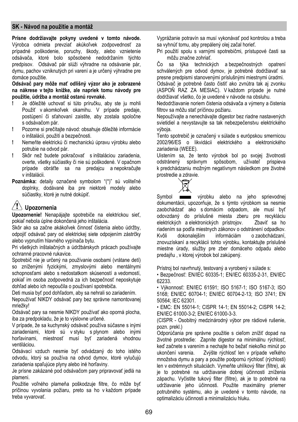 ELICA MOON User Manual | Page 69 / 128