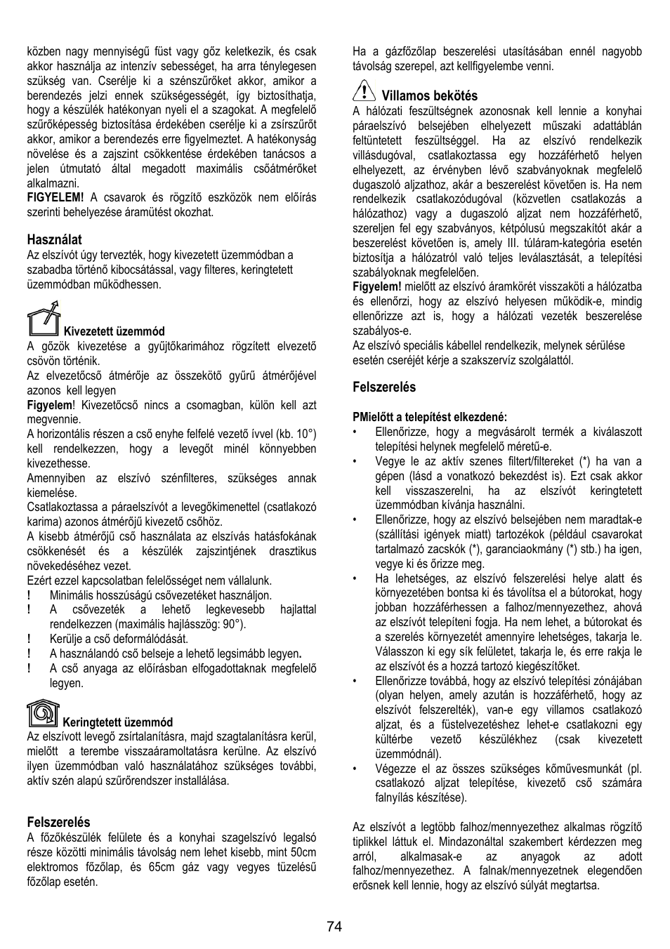 ELICA MOON User Manual | Page 74 / 128