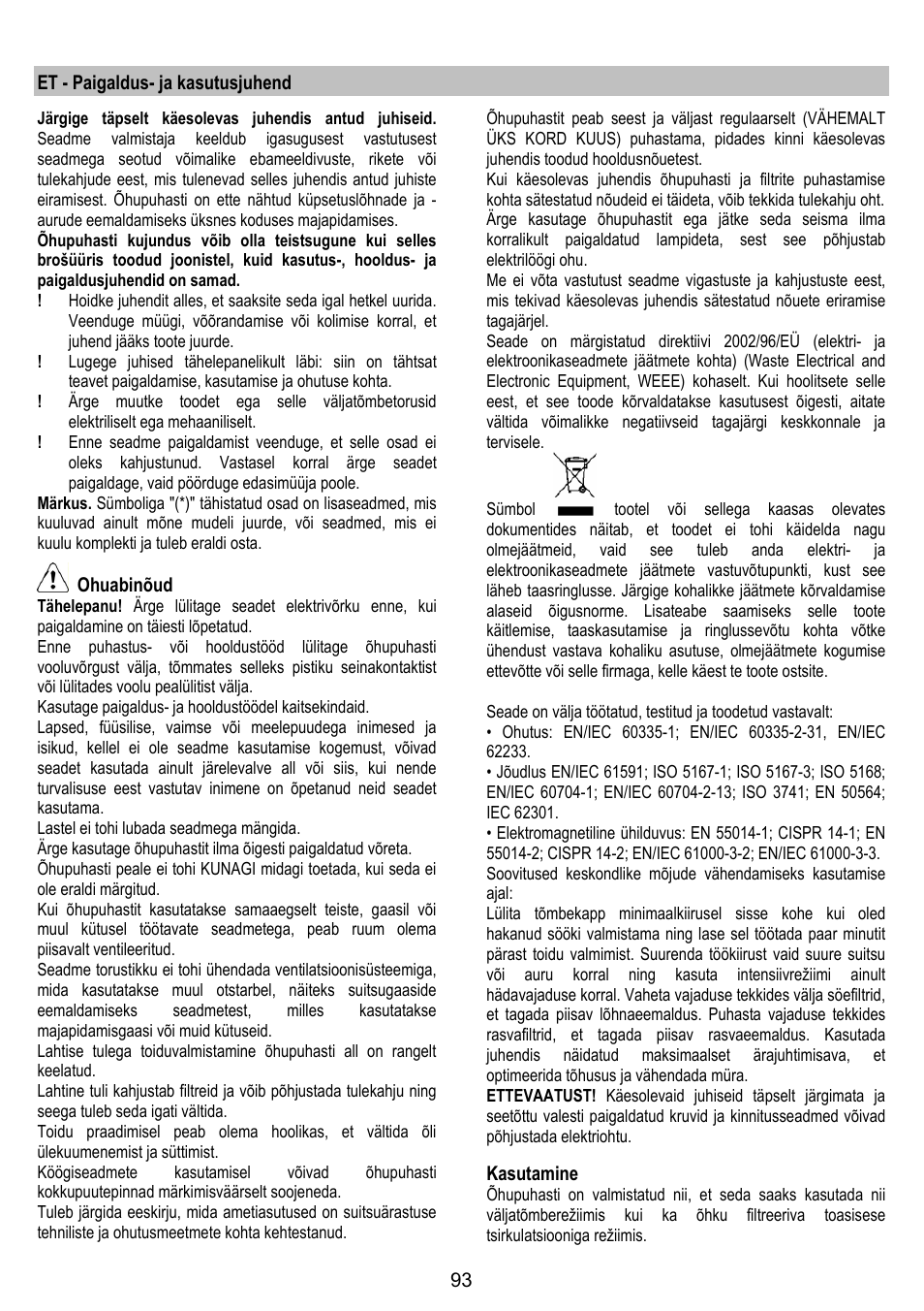 ELICA MOON User Manual | Page 93 / 128