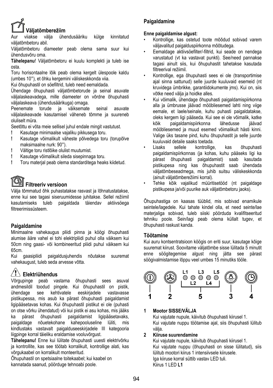 ELICA MOON User Manual | Page 94 / 128
