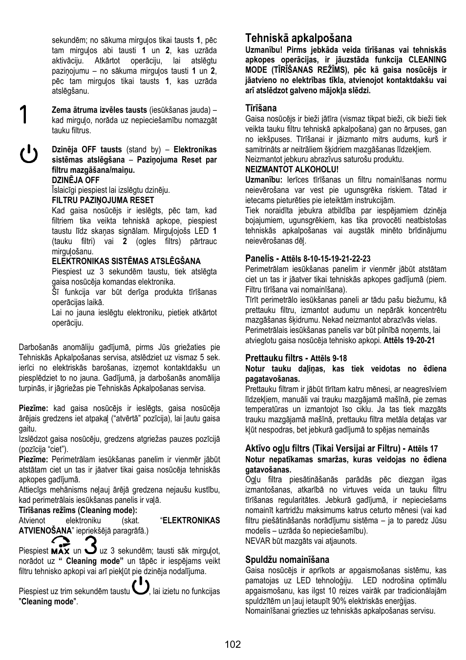 Tehniskā apkalpošana | ELICA OM AIR User Manual | Page 102 / 124