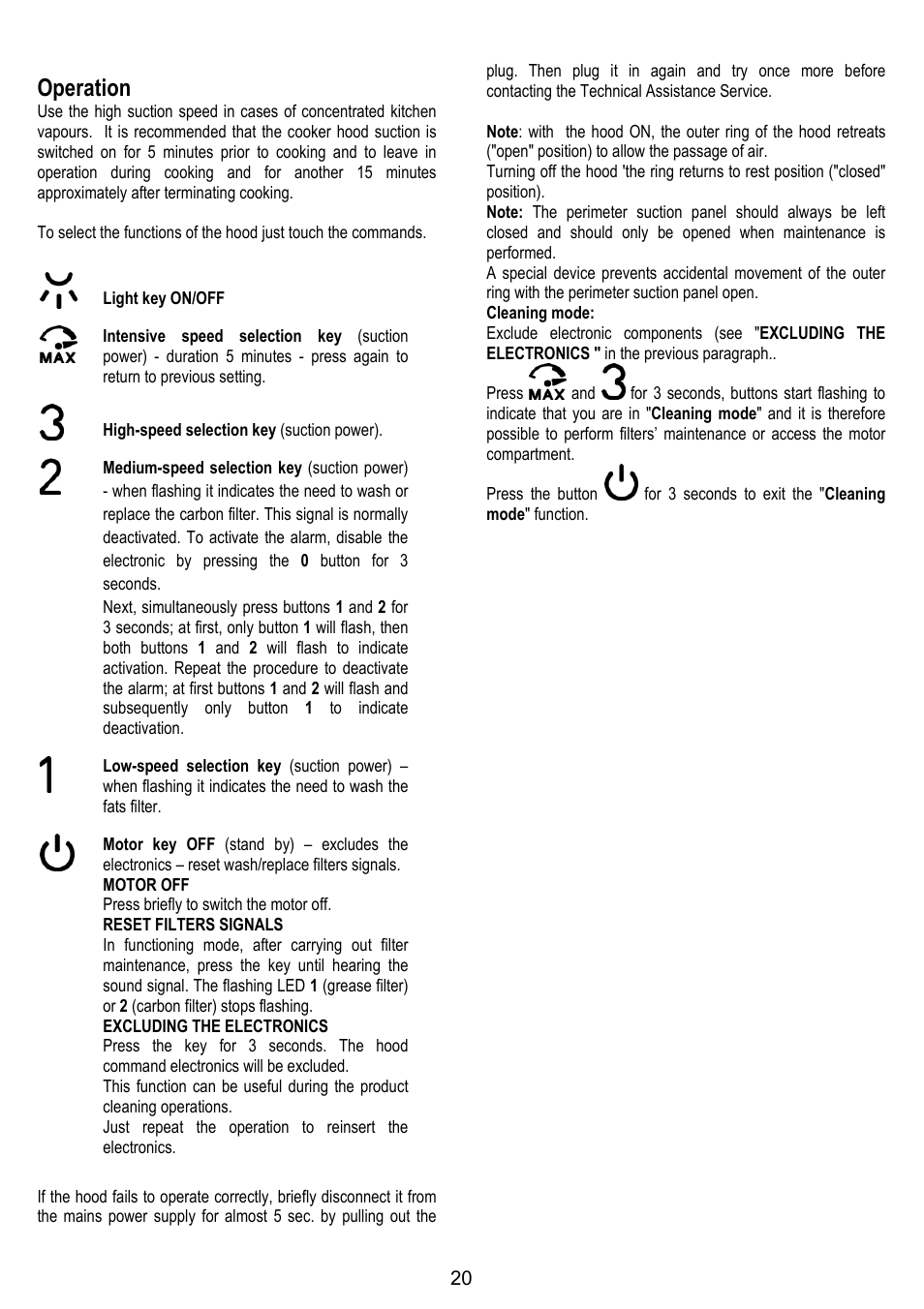 Operation | ELICA OM AIR User Manual | Page 20 / 124