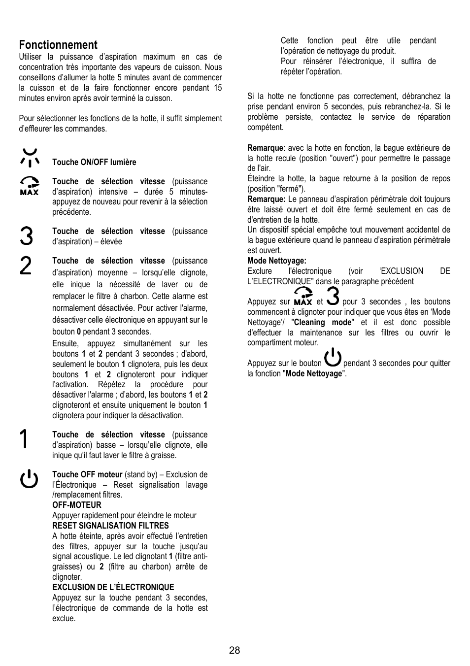 Fonctionnement | ELICA OM AIR User Manual | Page 28 / 124