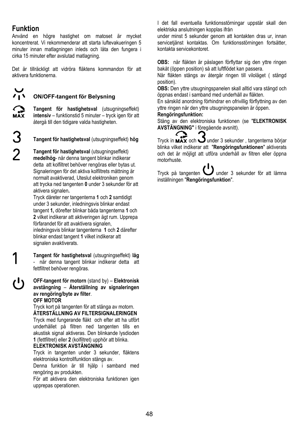 Funktion | ELICA OM AIR User Manual | Page 48 / 124