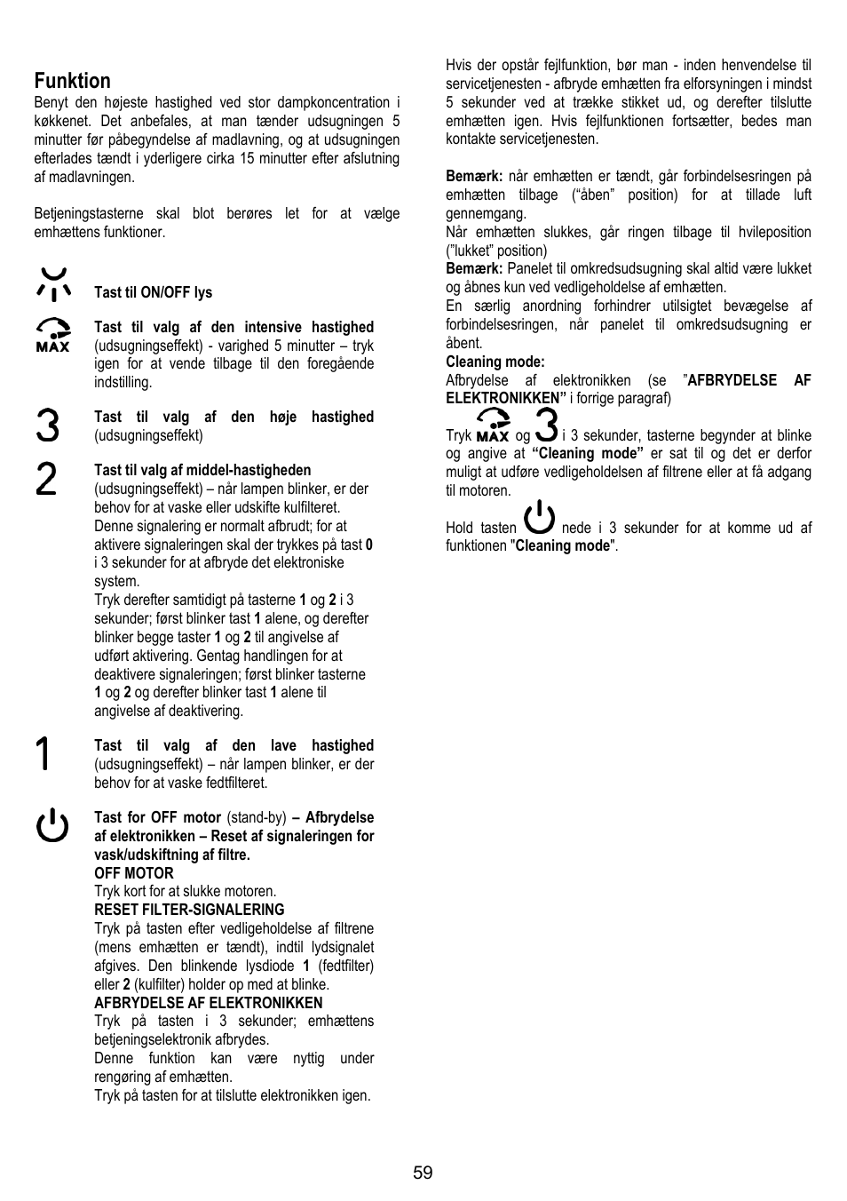 Funktion | ELICA OM AIR User Manual | Page 59 / 124