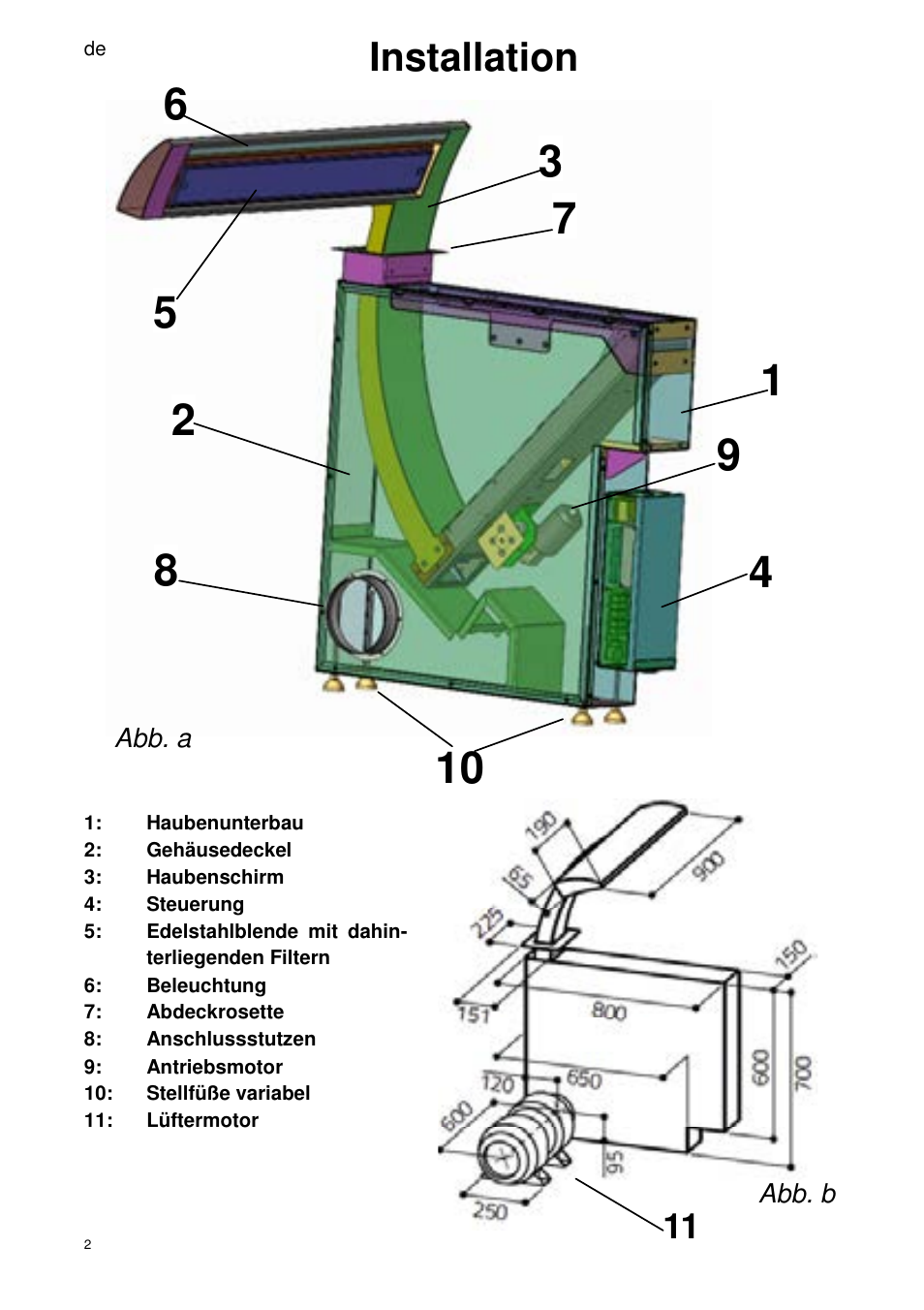 Installation | ELICA SEAGULL User Manual | Page 2 / 44