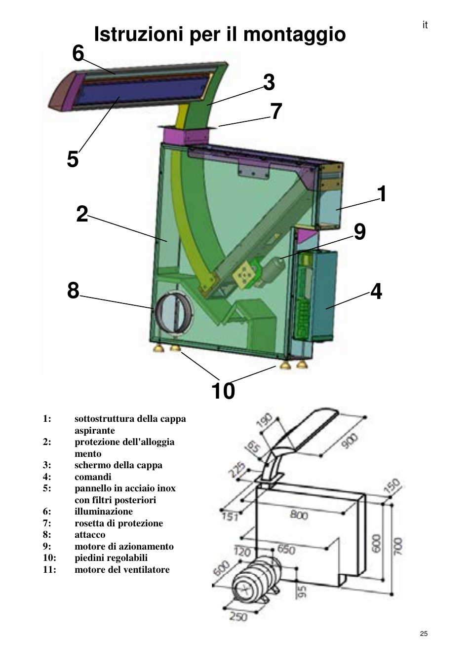 Istruzioni per il montaggio | ELICA SEAGULL User Manual | Page 25 / 44