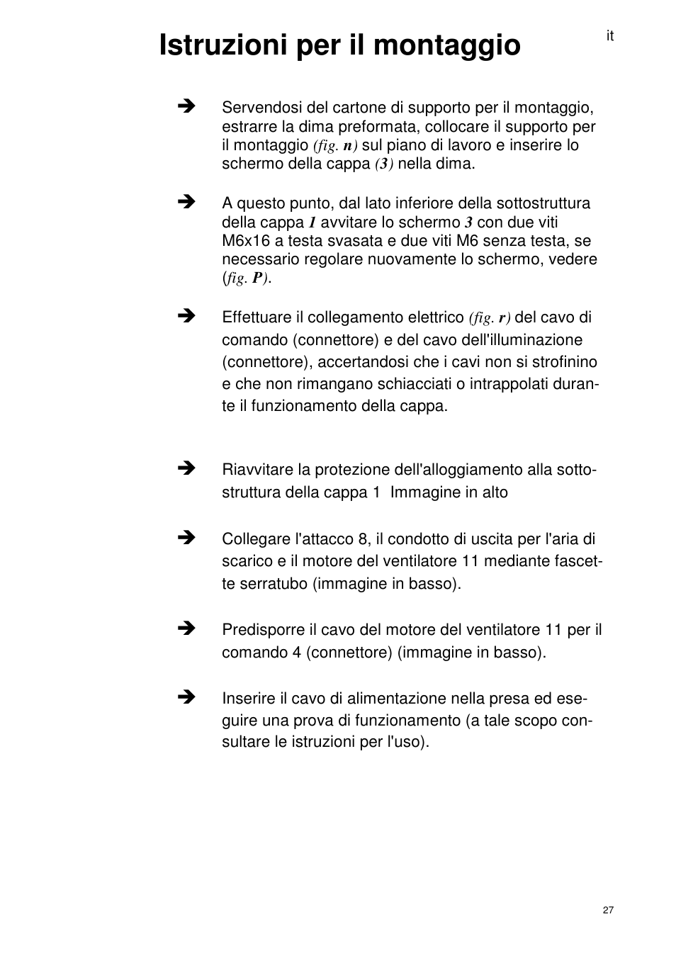 Istruzioni per il montaggio | ELICA SEAGULL User Manual | Page 27 / 44