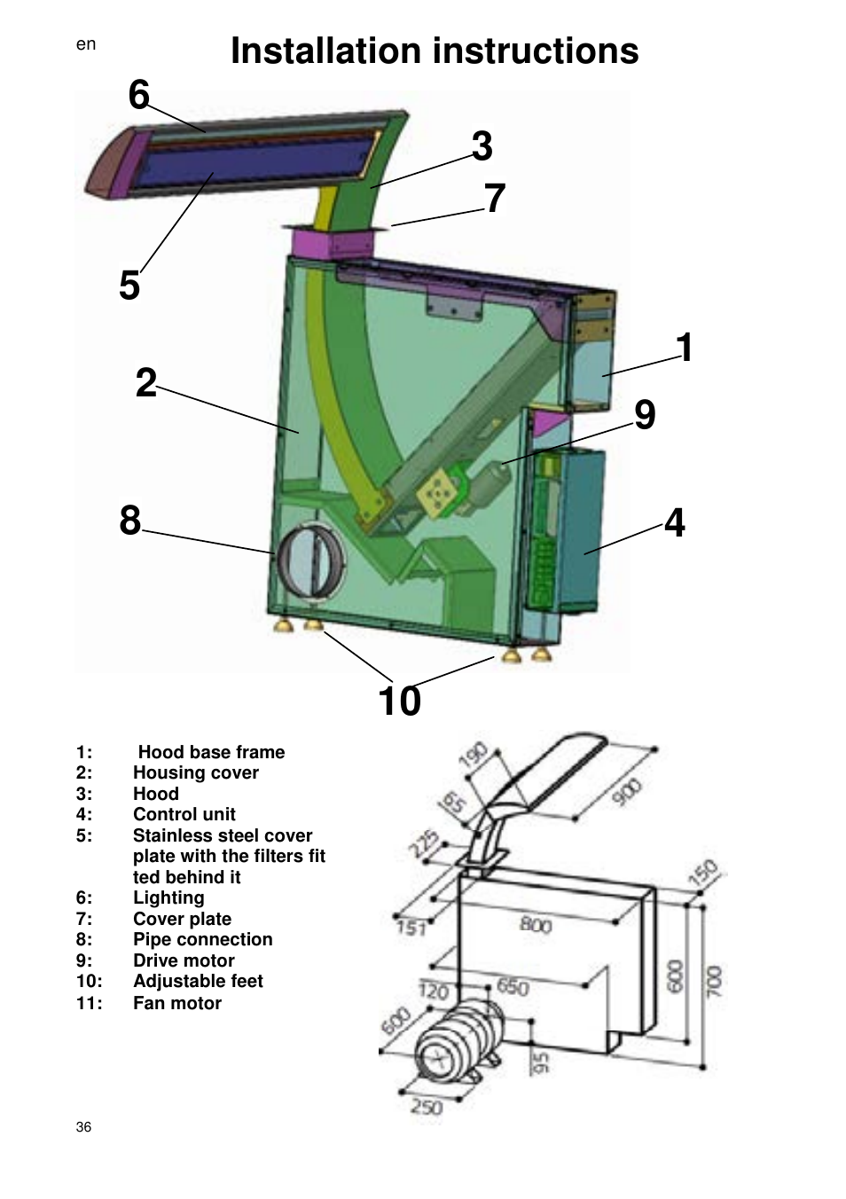 Installation instructions | ELICA SEAGULL User Manual | Page 36 / 44