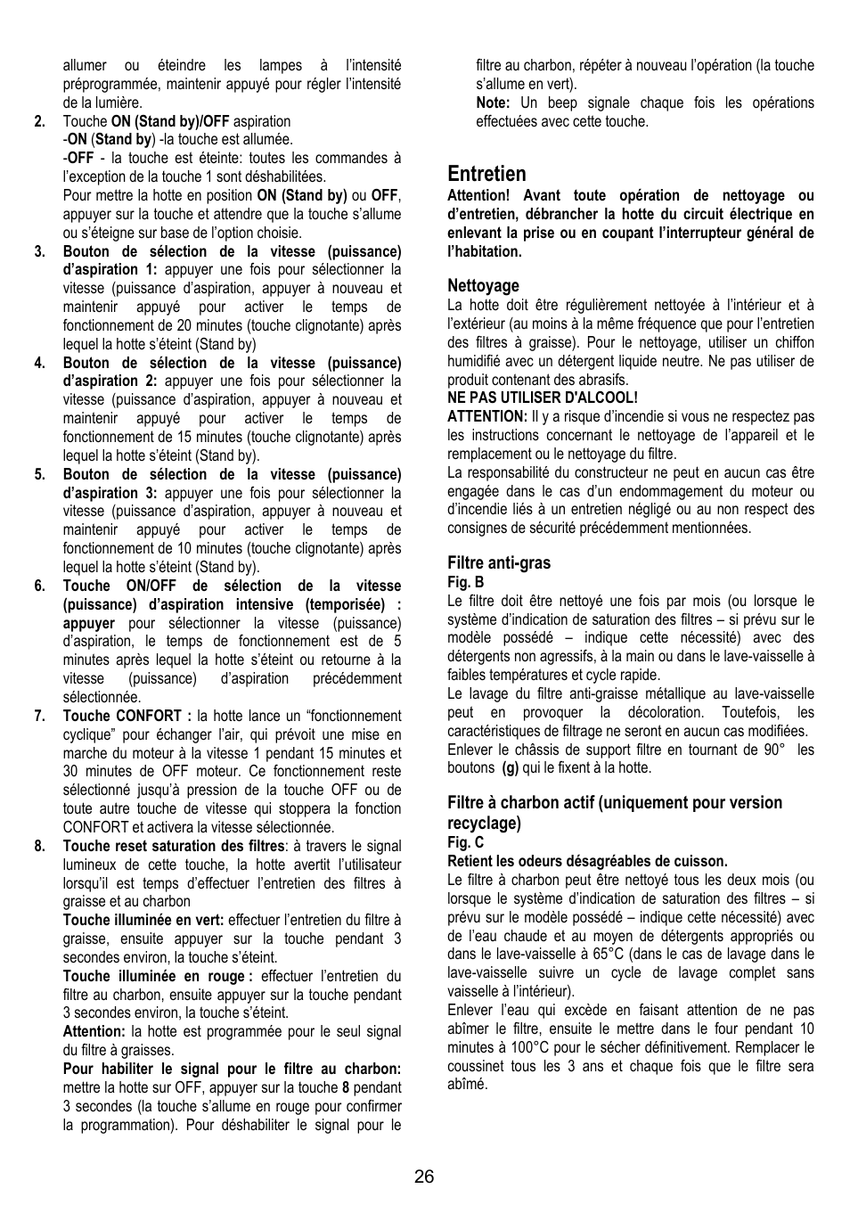 Entretien | ELICA SPACE User Manual | Page 26 / 136