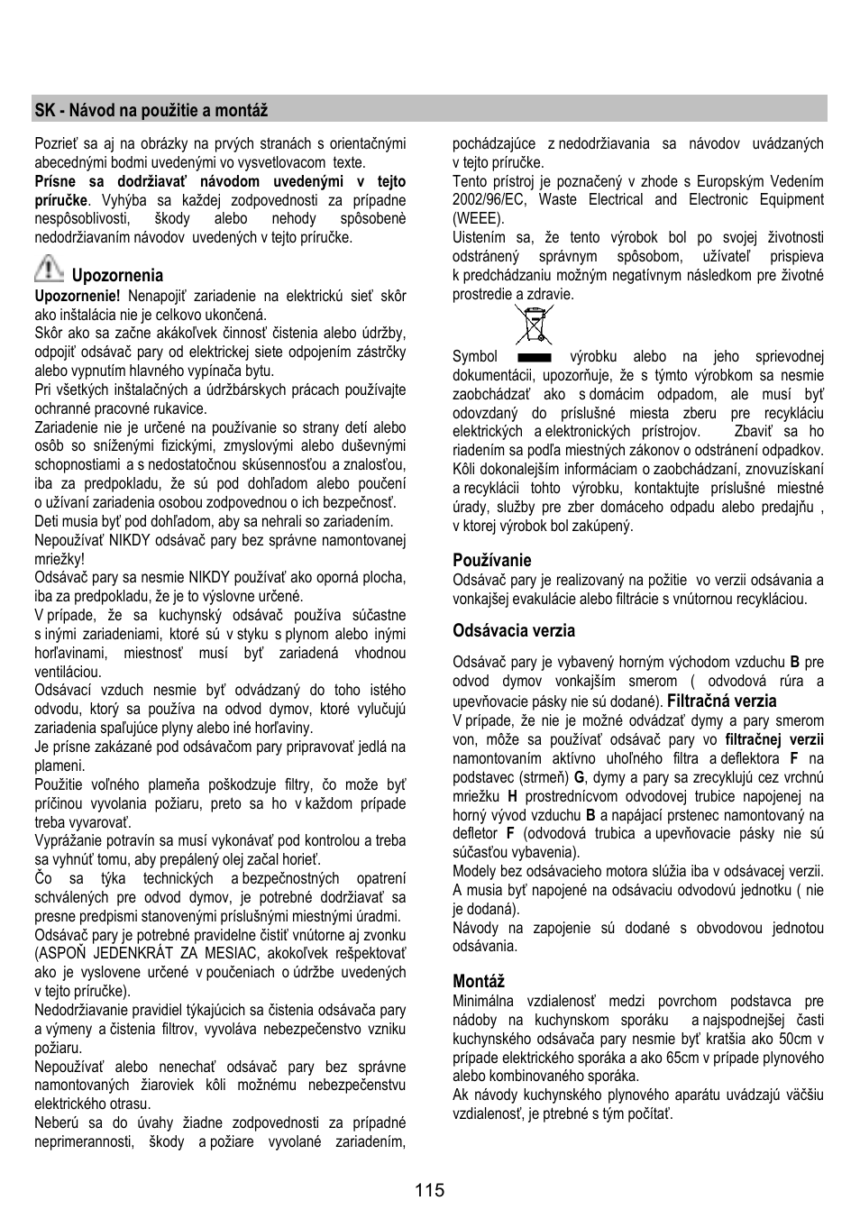 ELICA STENAR User Manual | Page 115 / 132