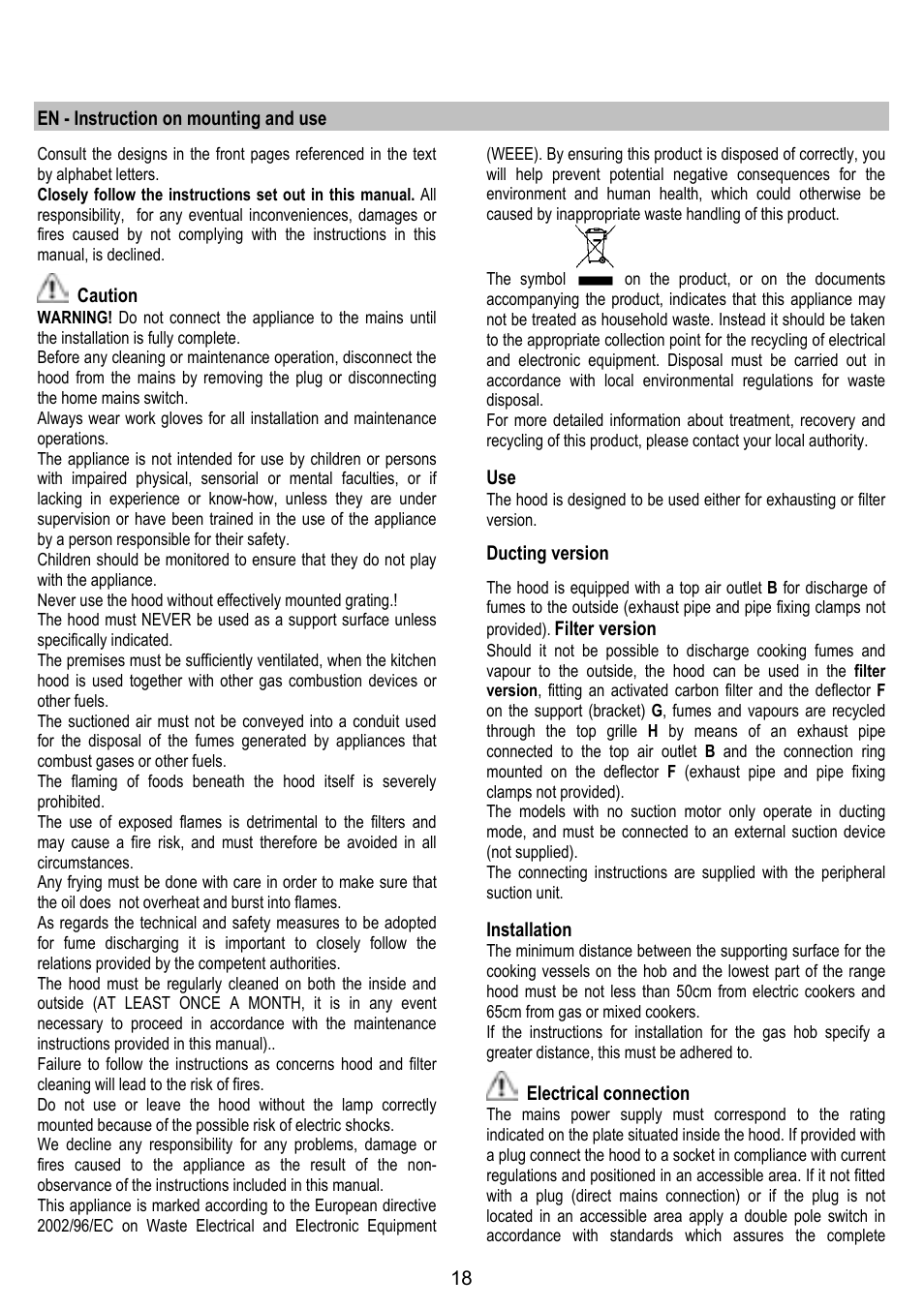 ELICA STENAR User Manual | Page 18 / 132