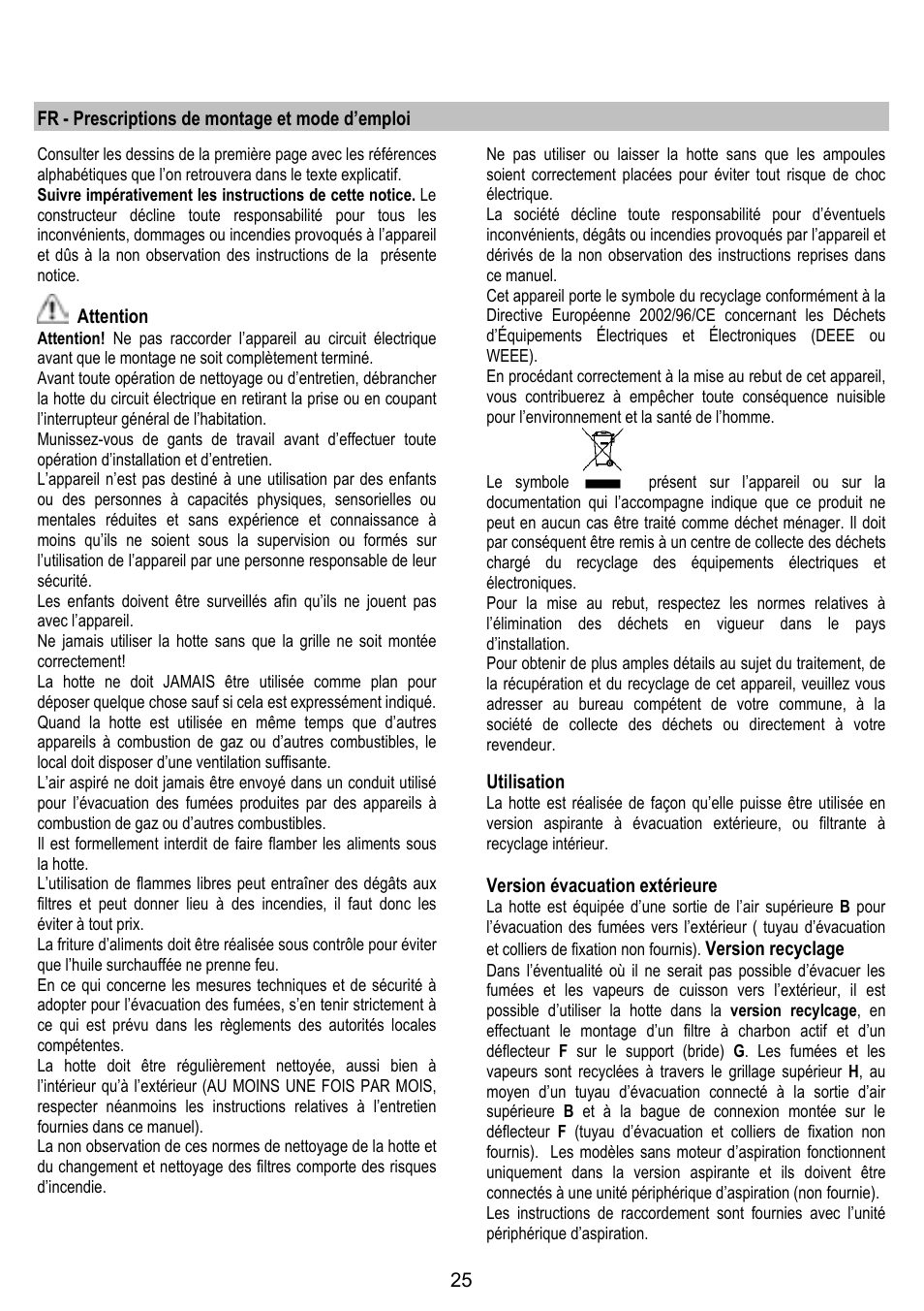 ELICA STENAR User Manual | Page 25 / 132