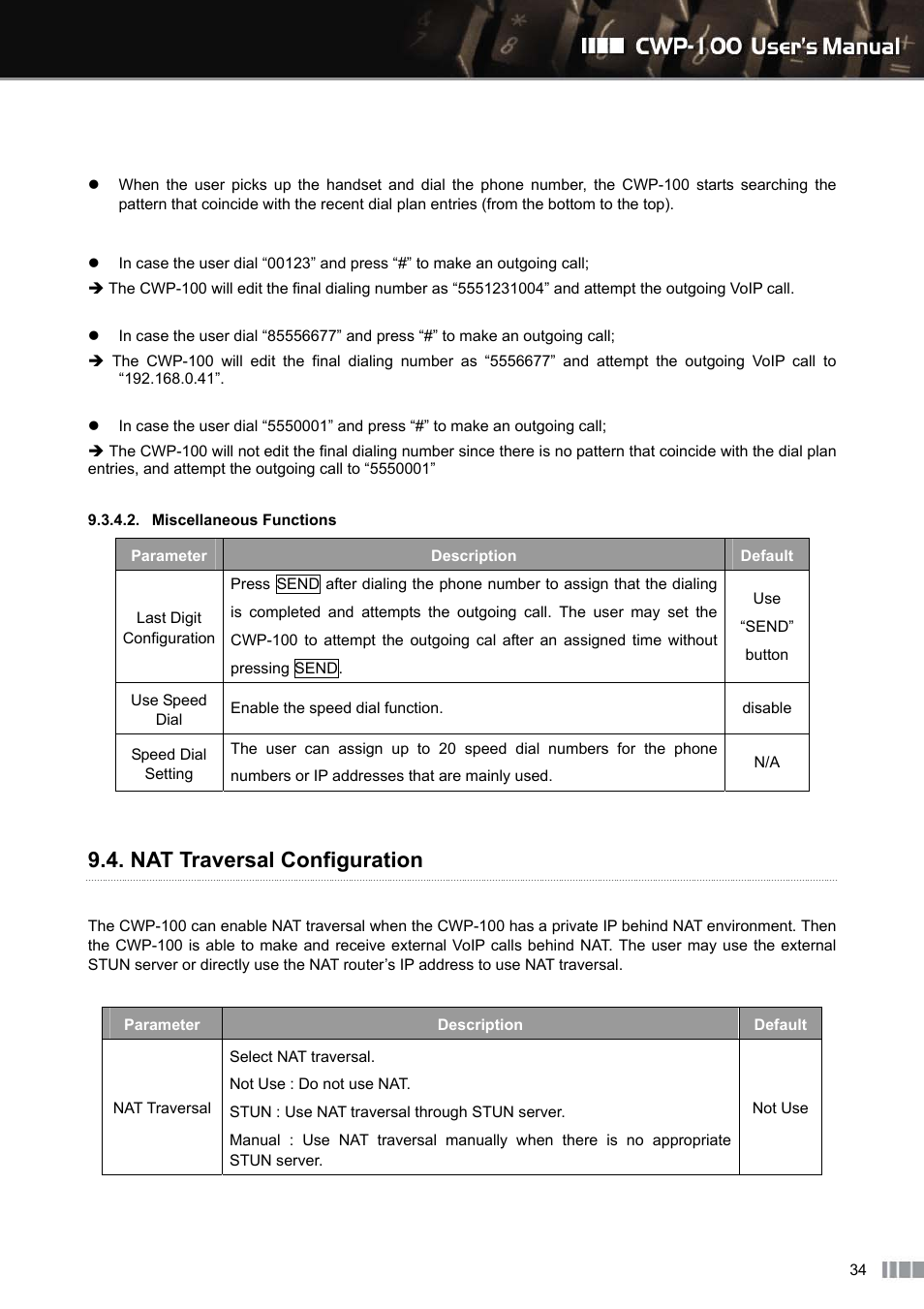 Nat traversal configuration | Clipcomm CWP-100 User Manual | Page 35 / 41