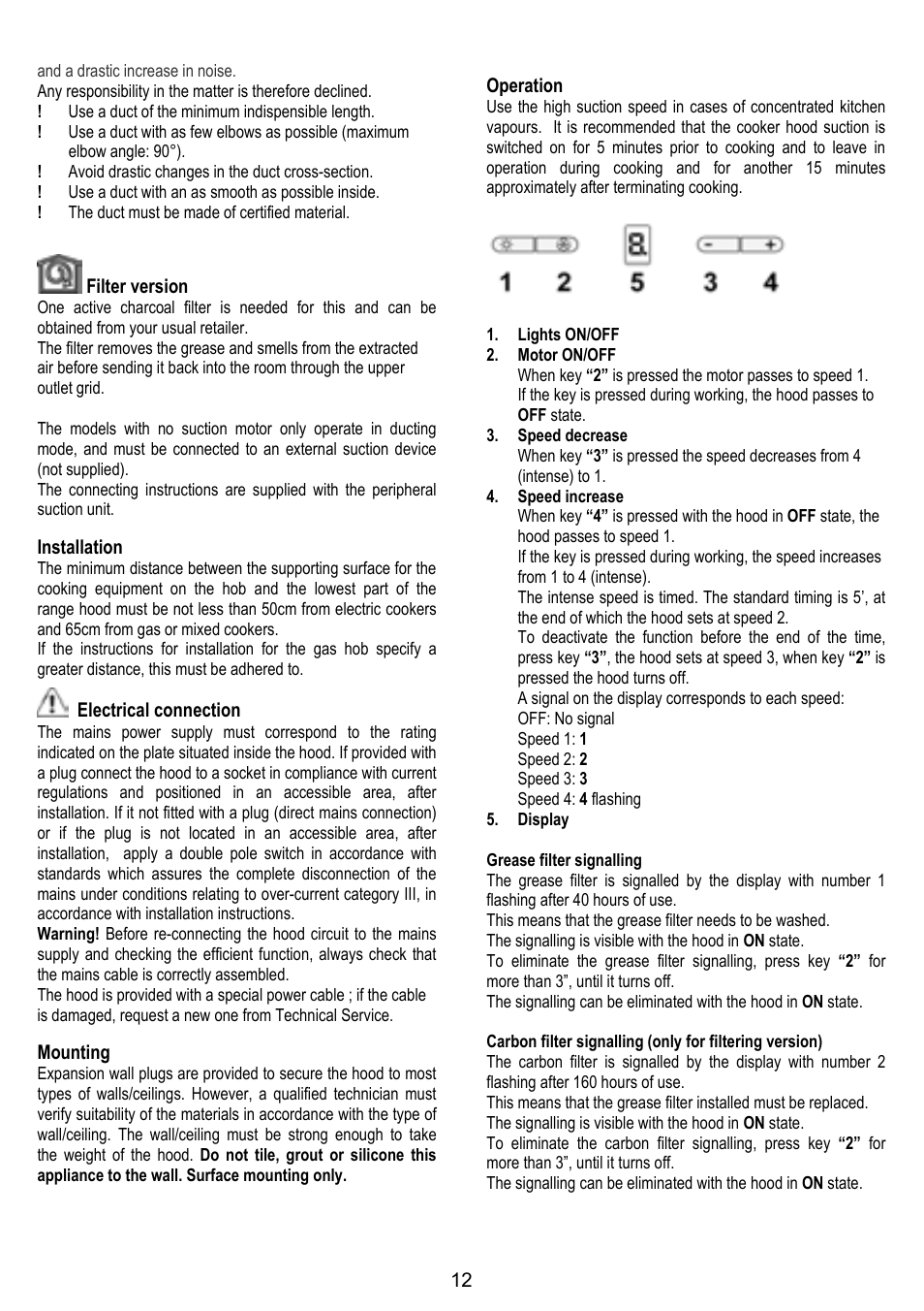 ELICA TROPIC User Manual | Page 12 / 92