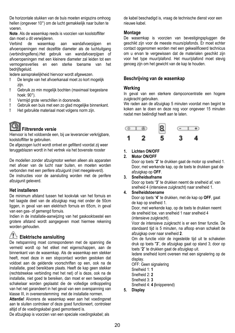 ELICA TROPIC User Manual | Page 20 / 92