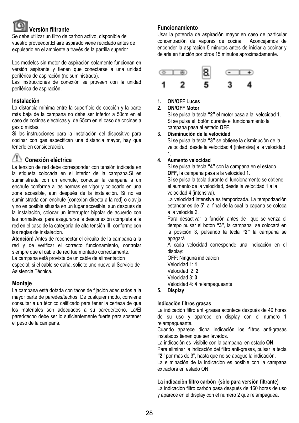 ELICA TROPIC User Manual | Page 28 / 92