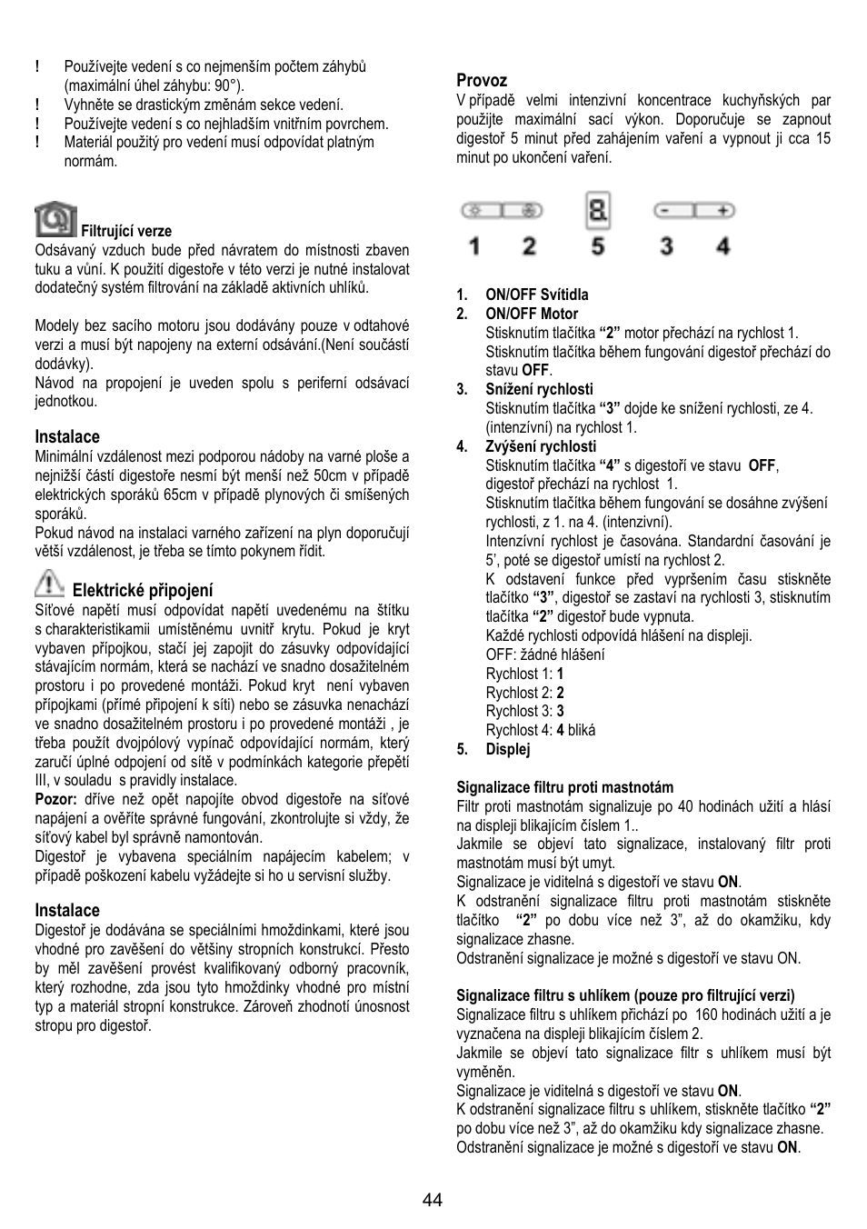 ELICA TROPIC User Manual | Page 44 / 92