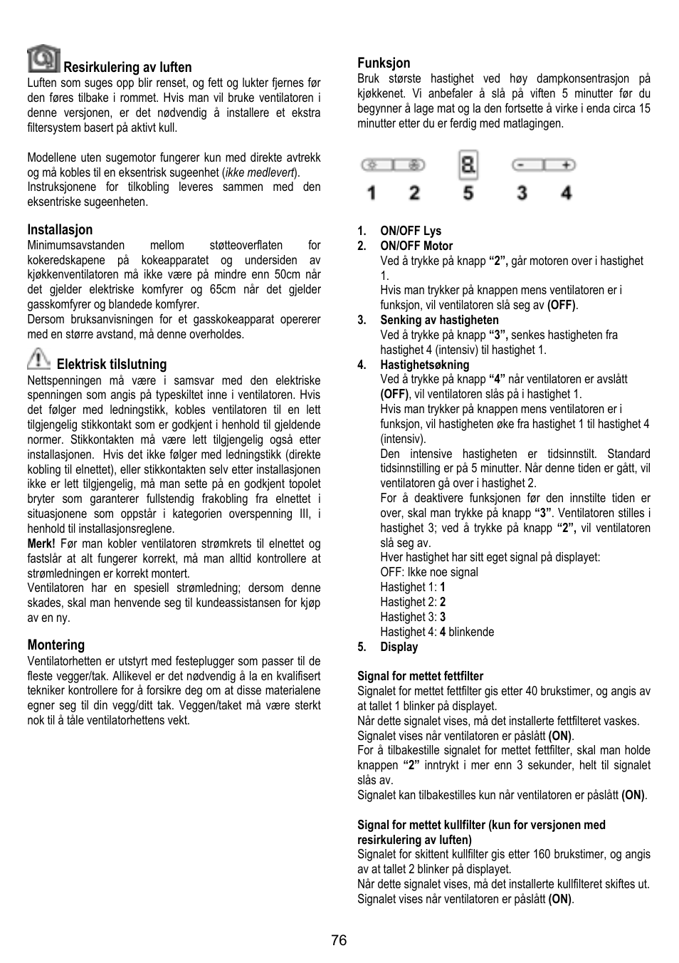 ELICA TROPIC User Manual | Page 76 / 92