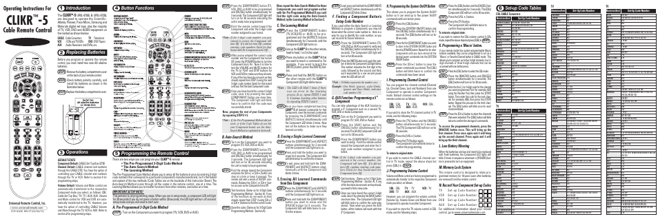 CLO Systems CLIKR-5 UR5L-8700L User Manual | 2 pages
