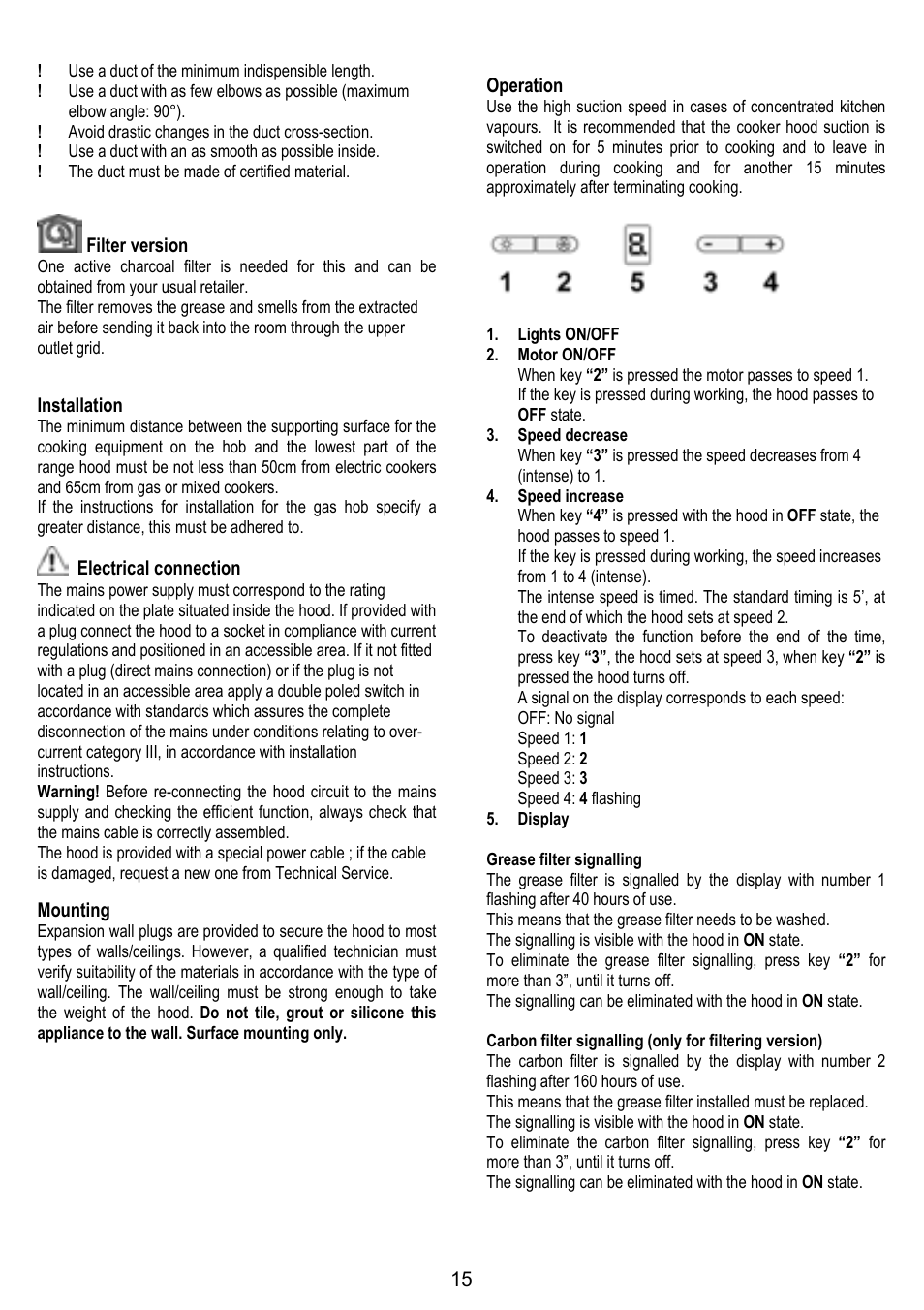 ELICA TUBE User Manual | Page 15 / 96