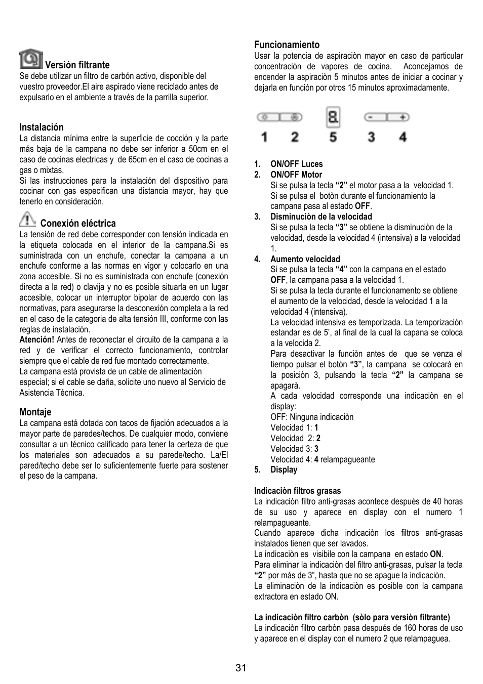 ELICA TUBE User Manual | Page 31 / 96