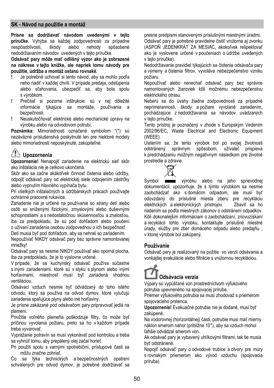 ELICA TUBE User Manual | Page 50 / 96