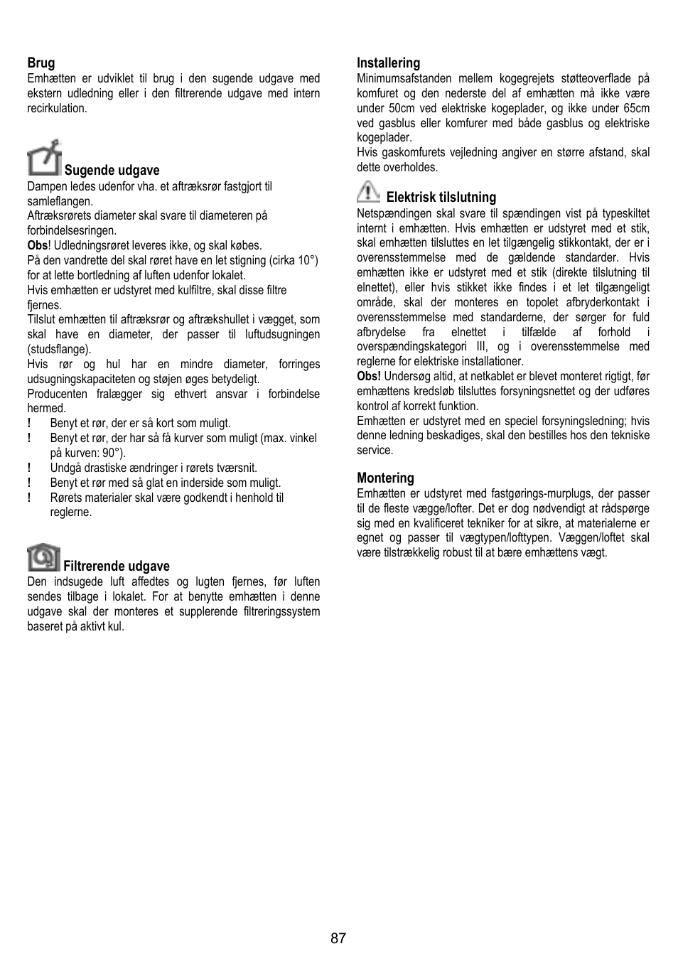 ELICA TUBE User Manual | Page 87 / 96