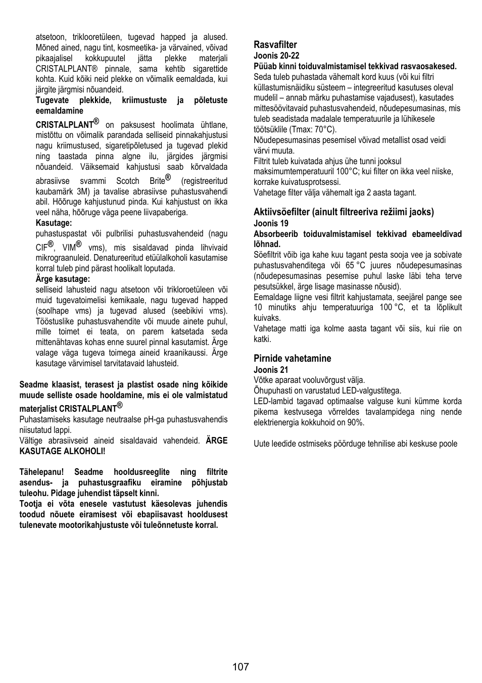 ELICA YE User Manual | Page 107 / 136