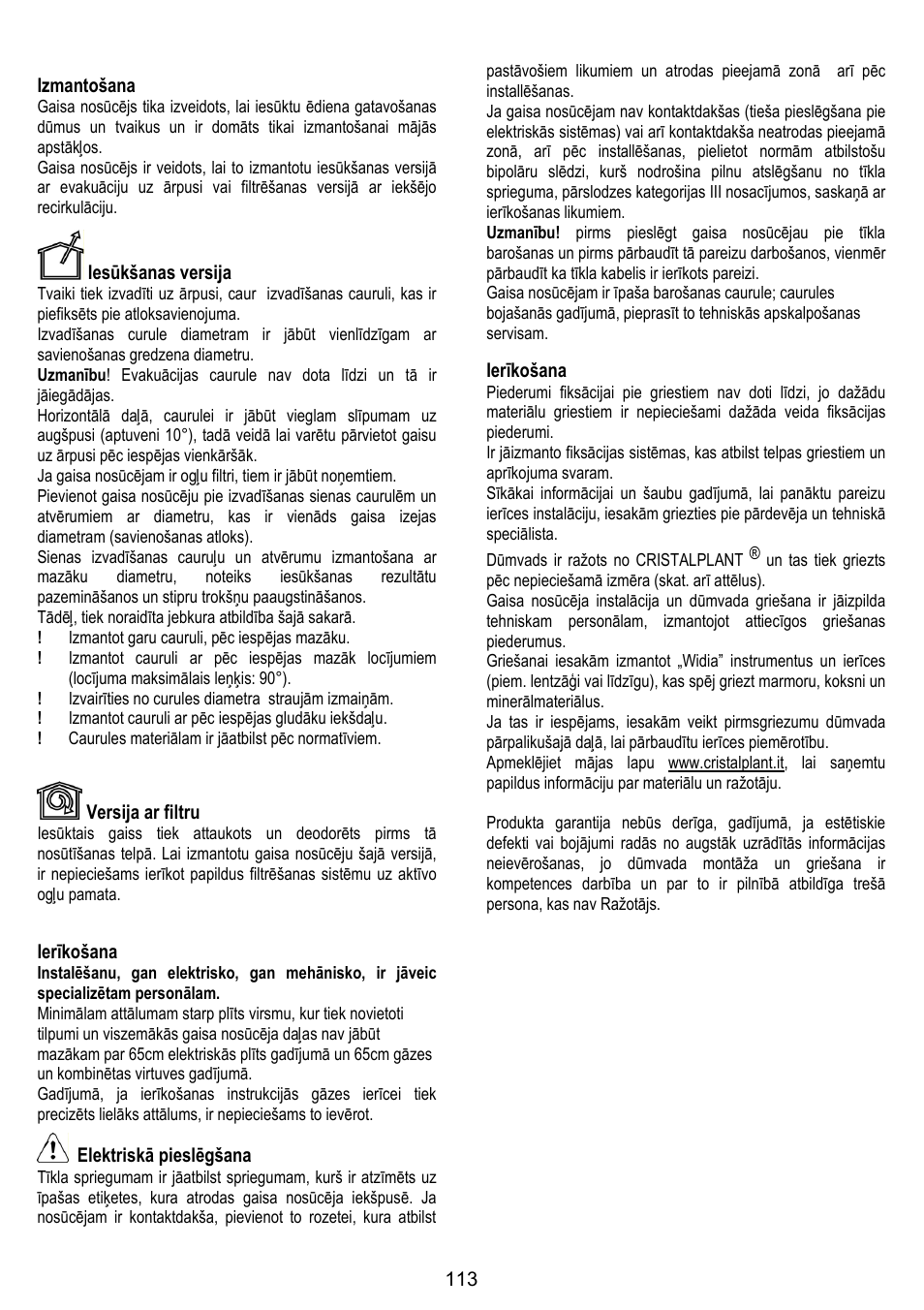 ELICA YE User Manual | Page 113 / 136